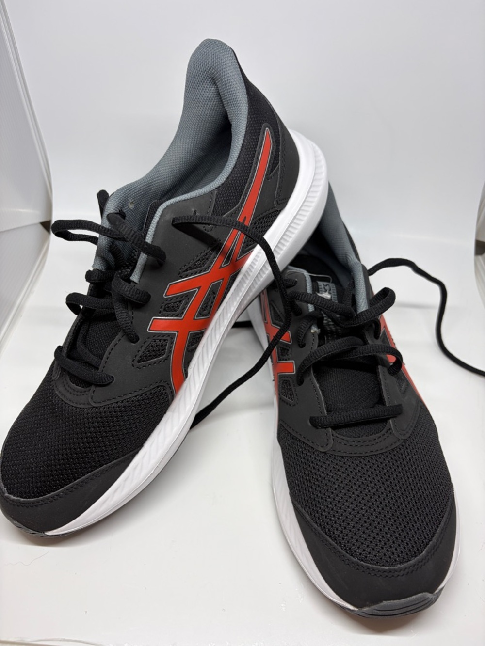 Asics Black Sneakers with Red Accents - youth 7